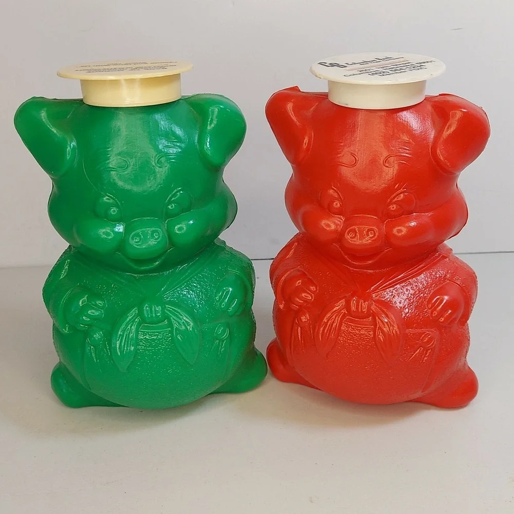 Vintage Green and  Red Plastic Sailor Dressed Pig Piggy Bank‎ Monroe Columbus NE